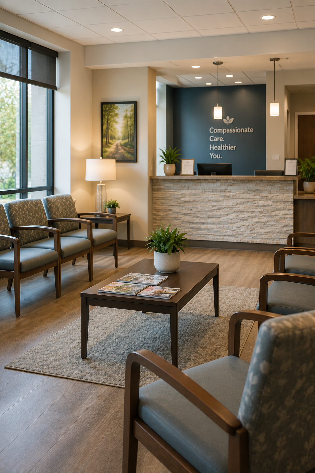 Modern healthcare clinic waiting room